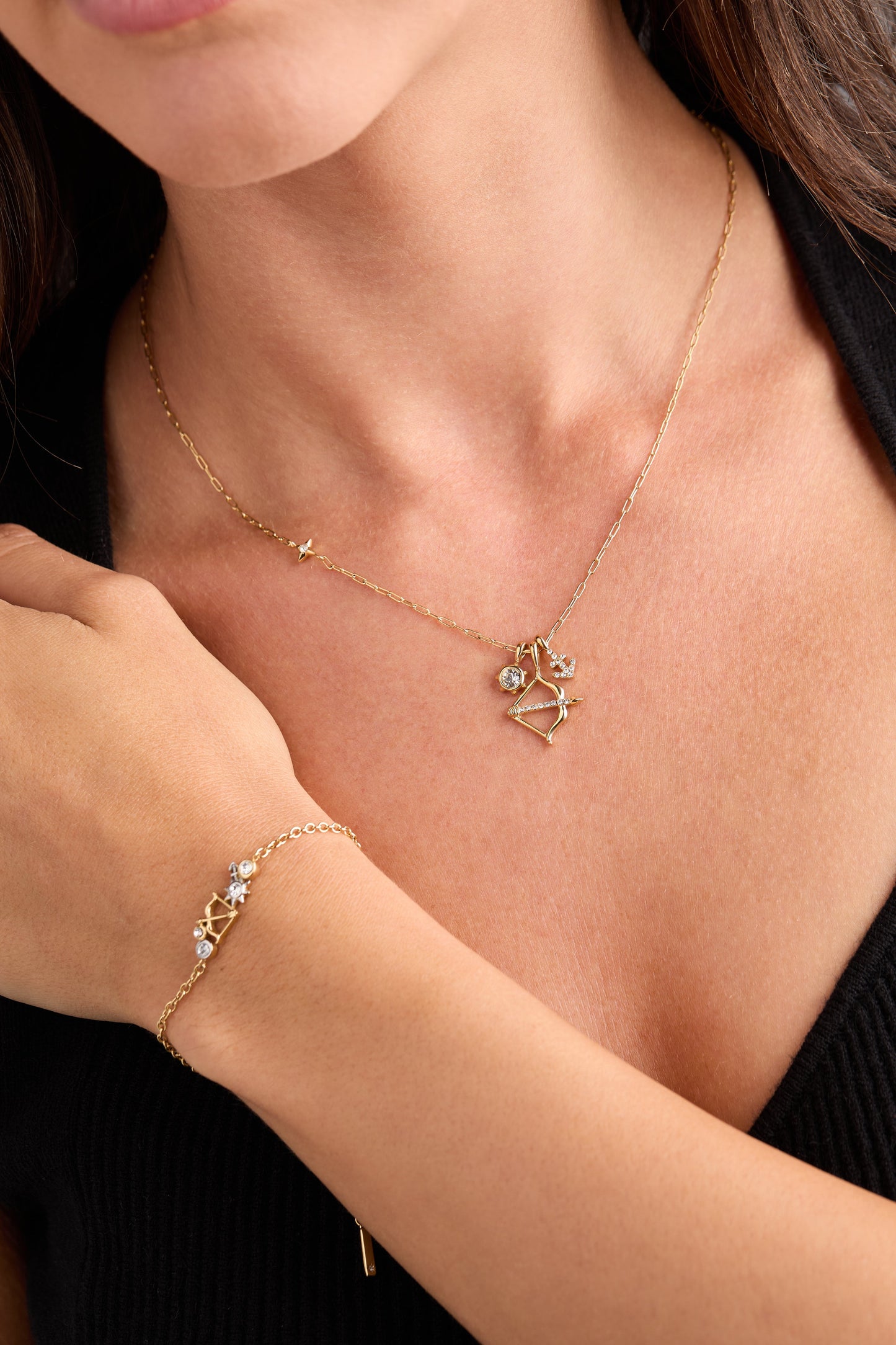 Sagittarius Zodiac Charm Cluster Necklace - ALEX AND ANI